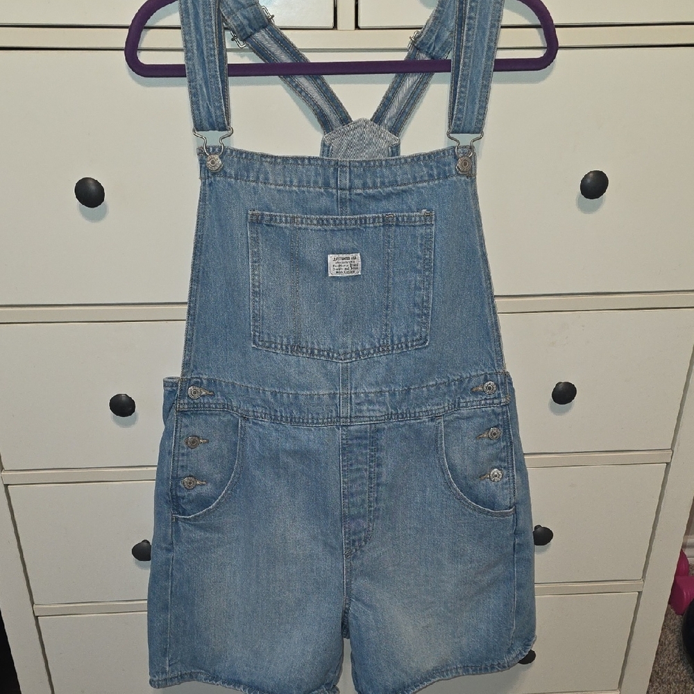 Levi's Light Blue Denim Short Overalls for Women